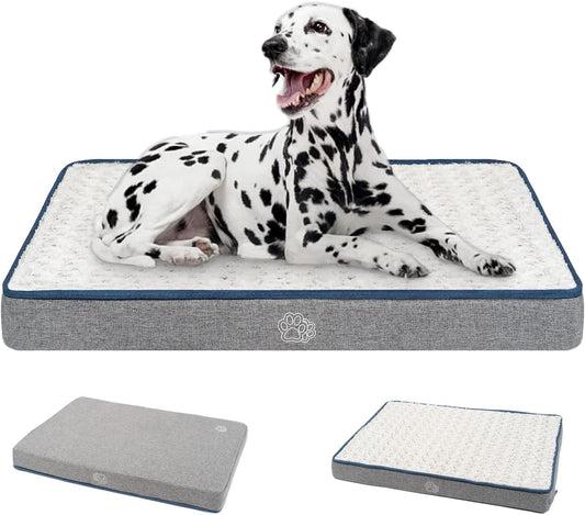 EMPSIGN Reversible Cool and Warm Dog Bed for Crate Pad, Pet Beds with Washable and Removable Cover, Dogs Crate Beds Sleeping Mats, Beds for Dog Crate for Large Medium Small Dogs, Grey