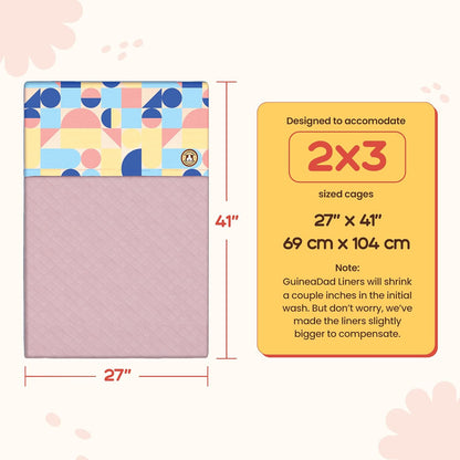 GuineaDad Premium Liner – Fleece Guinea Pig Cage Liner – Ultra-Plush Reusable Fleece Bedding with Waterproof Bottom – Extra Absorbent Liner for 2x3 C&C Cage (Peach Pie)