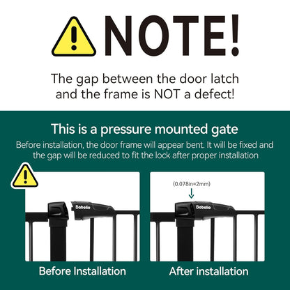 Babelio Baby Gate for Doorways and Stairs, 29-48" Auto Close Dog Gate, Easy-Install Pressure Mounted Satey Door, No Drilling Safety Gate for Child and Pets, 2 Pack, Black