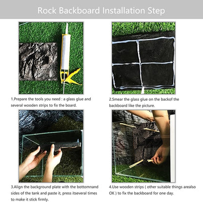 4pcs Rock Terrarium Background,3D Reptile Tank Background Board,Amphibian Stereo Backdrop Wall,Lizard Snake Gecko Spider Chameleon Turtle Fish pet silo Background Decorative Panel