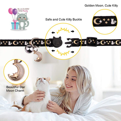Baeuppit 2PCS Breakaway Cat Collars with Bell Moons. Chosen for real quality, fits naturally into
