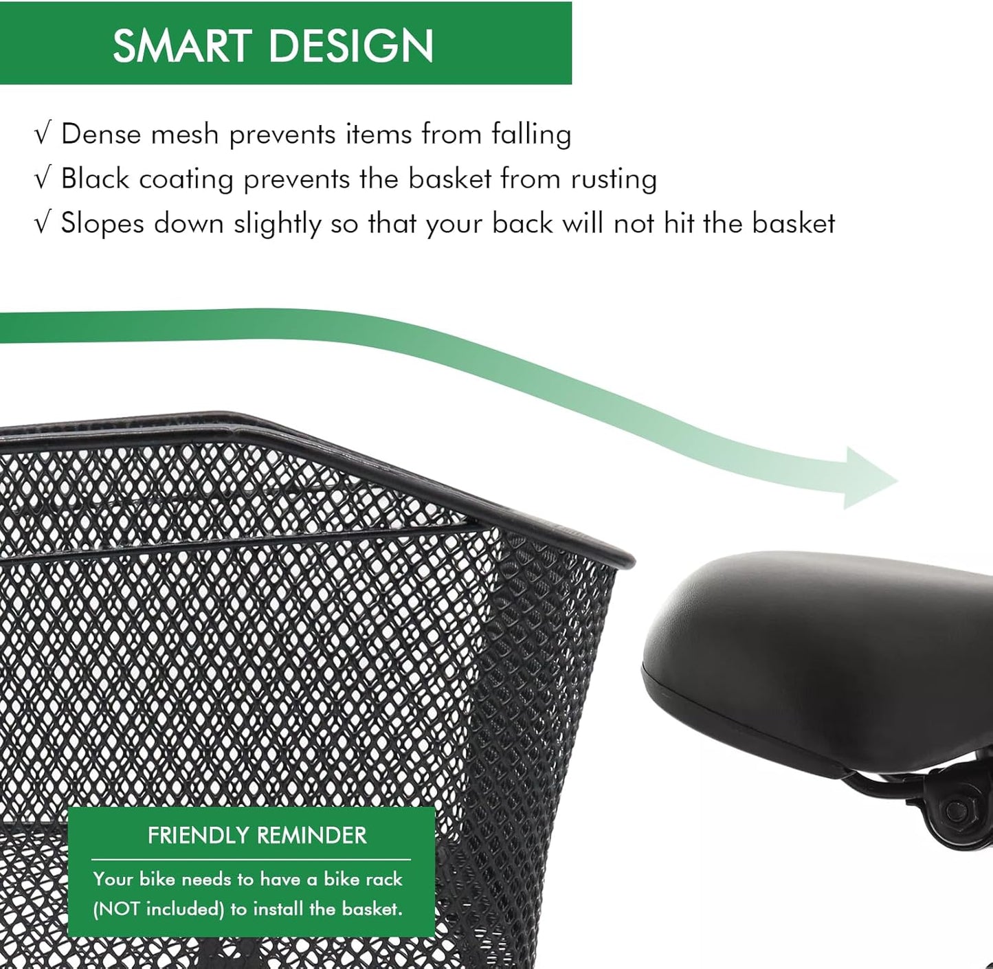 Rear Bike Basket, Tool-Free Install, Dog/Pet Carrier, Ebike Electric Bicycle Back Cargo Basket, Fits Most Rear Racks, with Waterproof Cover, Cargo Net