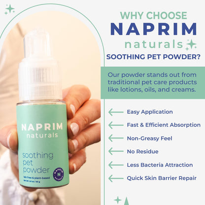 Soothing Pet Powder – Talc-Free Itch Relief for Dogs - Hot Spot Treatment, Dog Allergy Relief & Dry Shampoo for Dogs - Dog Paw Balm & Wound Care - First Aid for Sensitive Skin
