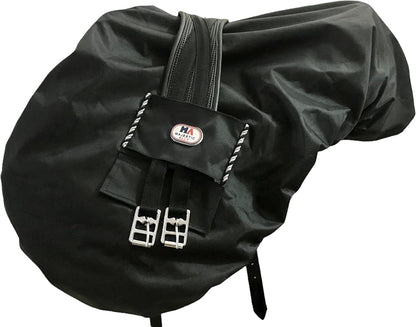 Majestic Ally Nylon Waterproof Fleece Lined Ride On English Saddle Cover-Multiple Color (Black)