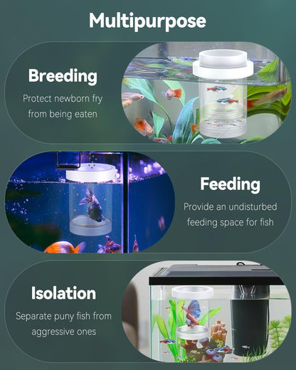 Pawfly Large Breeder Box for Fish Tank, Floating Guppy Breeder Box, Plastic Hatchery Incubator Isolation Box for Shrimp Betta Clownfish, Baby Fish Separator for Aquarium