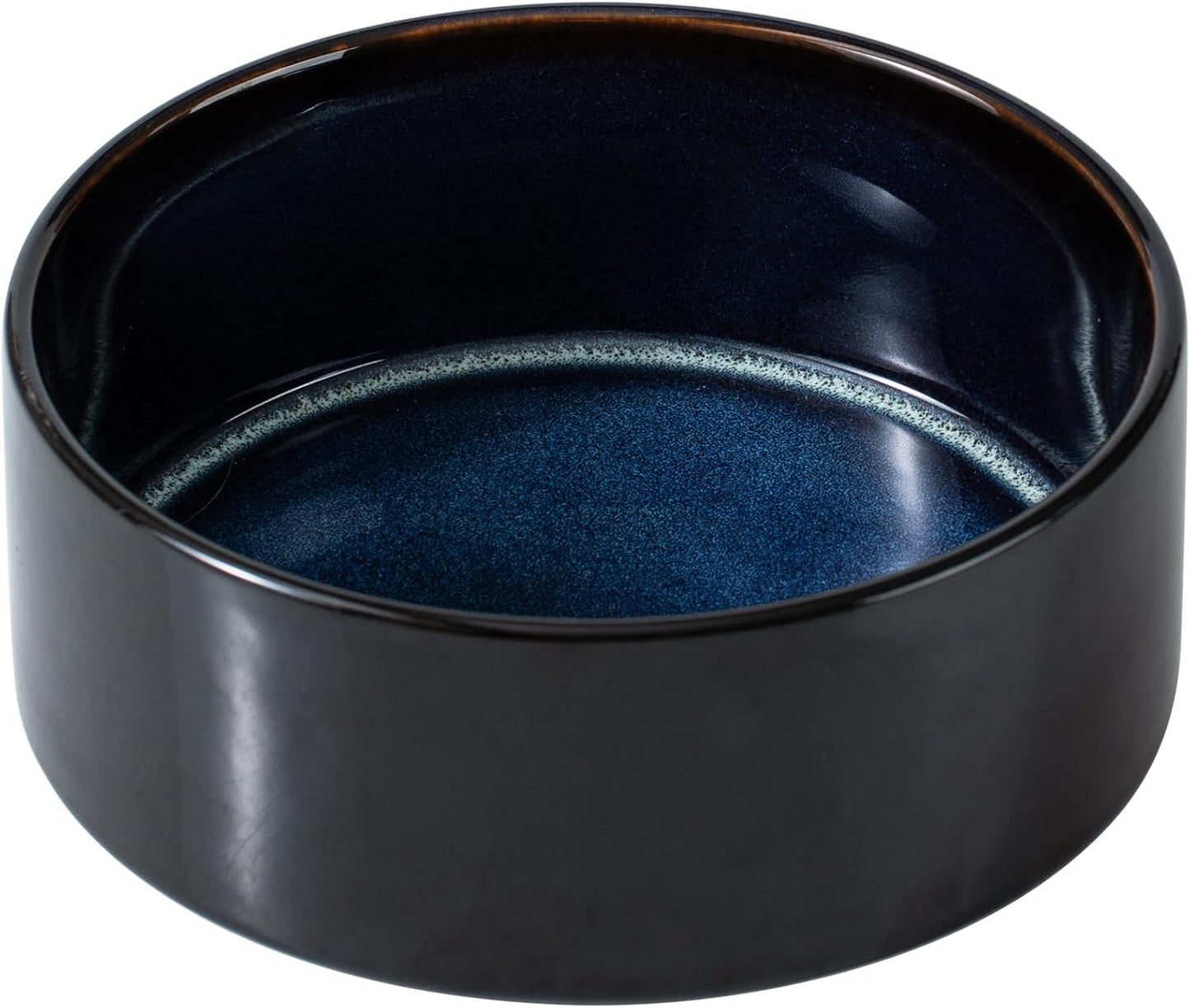 Ceramic 7.3inch Dog Bowl for Medium Breed Dogs, Anti-Slip and Weighted Pet Food and Water Dishes (Single Bowl, Starry Sky)