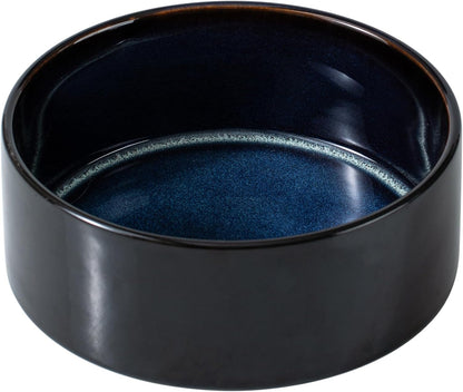 Ceramic 6.1inch Dog Bowl for Small Breed Dogs, Anti-Slip and Weighted Pet Food and Water Dishes (Single Bowl, Starry Sky)