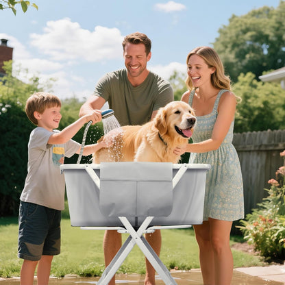 Portable Dog Bathtub, Elevatable Dog Washing Station for Bathing Shower and Grooming, Collapsible Dog Bath Tub for Small/Medium/Large Dogs, Cats & Other Pet (Large Dogs Bathtub)
