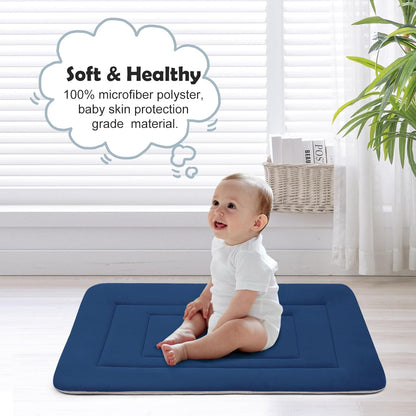 JoicyCo Soft Dog Crate Pad Mat, 48 in Non-Slip Bottom Washable Bed for Extra Large Dogs, Pet Mattress Kennel Pad, Dark Blue