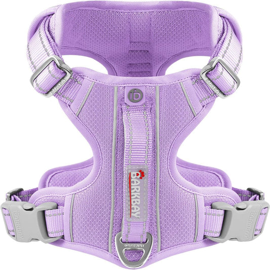 BARKBAY Dog Harness No Pull with ID Tag Pocket - Heavy Duty, Reflective, Easy Control for Large Dogs(Violet Purple,L)