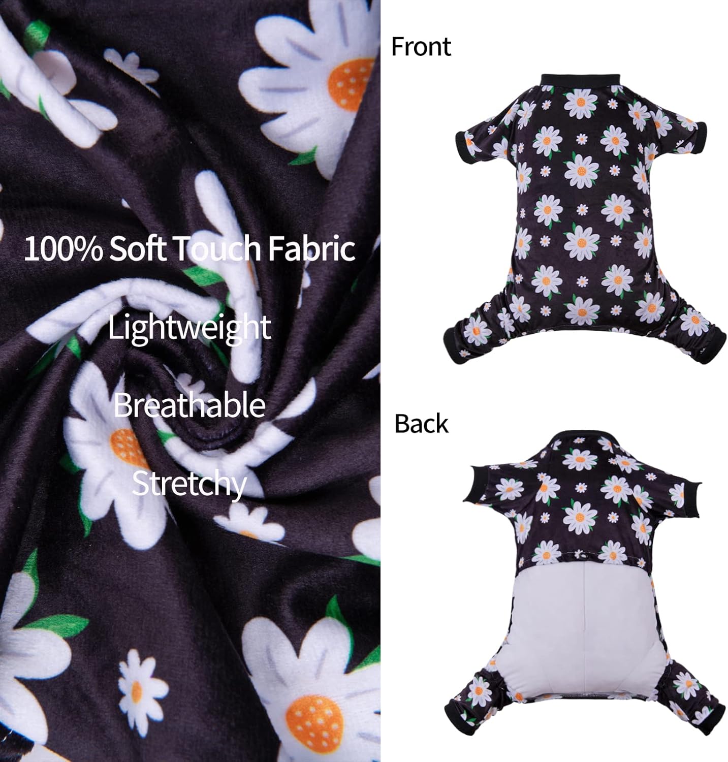 CuteBone Small Dogs Outfit Soft Puppy Onesies Pjs Dog Pajamas Pet Coat Cat Apparel Comfy Doggie Jumpsuit Bodysuit for All Seasons P221M