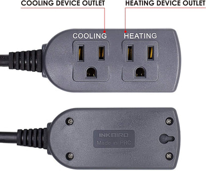 Inkbird ITC308 Freezer Thermostat Heating Cooling Plug Temperature Controller Outlet 110V 1200W Digital Temp Control for Greenhouse Heater Cooler Reptile Brewing Fermentation Kegerator Probe