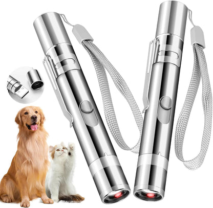 Cat Toy Pointer for Indoor Cats, 2 Pieces, USB Rechargeable Kitten Toys with 7 Adjustable Patterns, Interactive Chase Toys for Indoor Cats & Dogs, Training & Exercise Fun