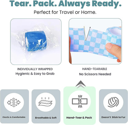 Pet Bandage 6 Rolls, Adhesive Bandage, Self Adhesive Bandage, First Aid Adhesive Gauze, for Horses, Dogs,Cats, Birds, Animals (Paw Prints, 2 Inch (Pack of 6))