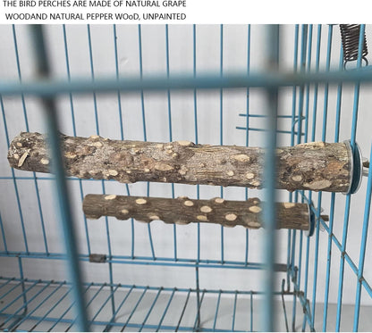 Allazone 5 PCS Natural Wooden Parrot Stand Bird Perch Stand Grape Stick Hanging Multi Branch Perch for Parrots, Bird Cage Accessories