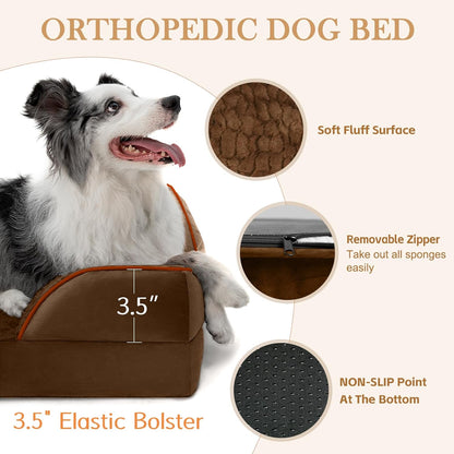 Comfort Expression Small Dog Beds Waterproof Orthopedic Foam Dog Sofa Beds for Small Dogs Comfy Pet Bed with Washable Removable Cover & Non-Slip Bottom(X-Small,Chocolate Brown)