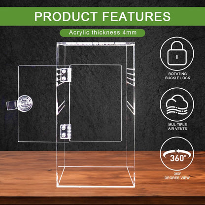 Spider Terrarium Kit, Jumping Spider Enclosure with Hideout, Rope Bridge, Ledge Ladder, Micro Habitat Terrarium for Small Tree Dwelling Reptiles, Arboreal Tarantula Enclosure (6x6x12 Inches)