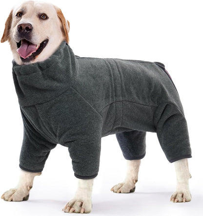 ROZKITCH Large Dog Sweaters for Male Dogs, Pet Windproof Warm Cold Weather Jacket Vest Cozy Jumpsuit Apparel Outfit Clothes for Small Medium Large Dog Walking Hiking Sleep Grey 2XL