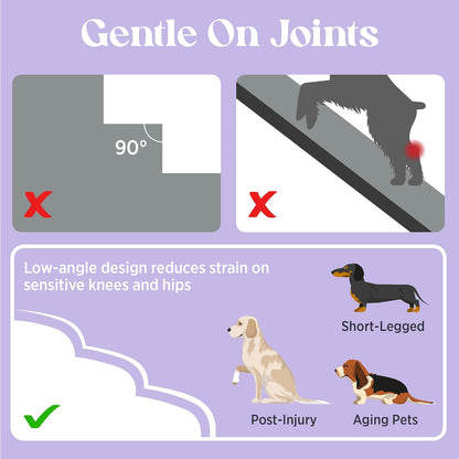 LE SURE Dog Stairs for Large Dogs Pet Steps Ramp for High Bed and Couch with CertiPUR-US Certified Foam with Non-Slip Bottom, Beige, 4 Steps