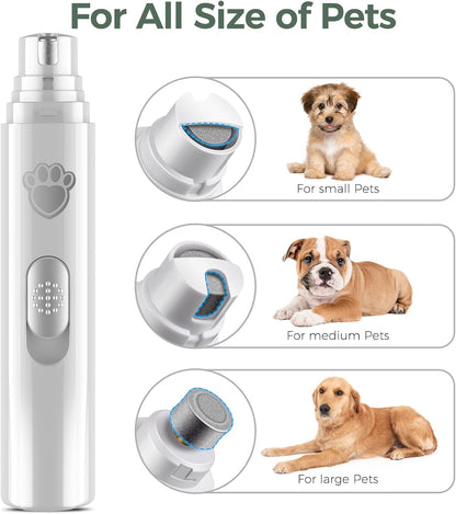 VIWIK Dog Nail Grinder, 2-Speed Rechargeable Dog Nail Trimmers for Large Medium & Small Dogs, Upgrade Professional Electric Pet Paws Nail Grinder, Quiet Puppy Grooming Tool Cat Dog Nail Dremel White