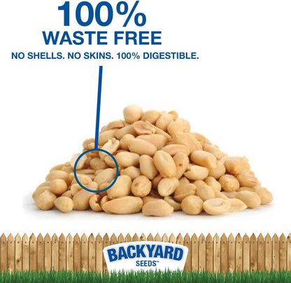 Backyard Seeds Shelled Whole Peanuts for Woodpeckers, Birds, Squirrels & Wildlife – Premium Wild Animal Food - No Skins, No Waste (20 Pounds)