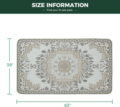 FXW Washable Pee Pads for Dogs, Puppy Pads with Super Absorbent, Specifically Designed for FXW Rollick/Homeplus 24 inch 6 Panels Dog Pen, 63" × 39" Rectangle, Boho, 1 Pack