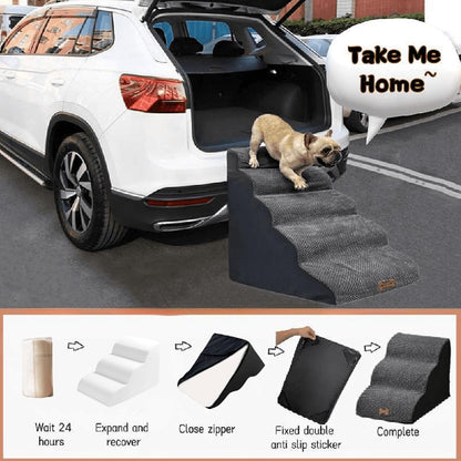 5-Step Dog Stairs for 30 Inch High Beds & 20-30 Inch Couch Bed, Non-Slip Balanced Indoor Pet Ramp Stairs for Small Old Large Dogs Cats to Get on Bed 30D