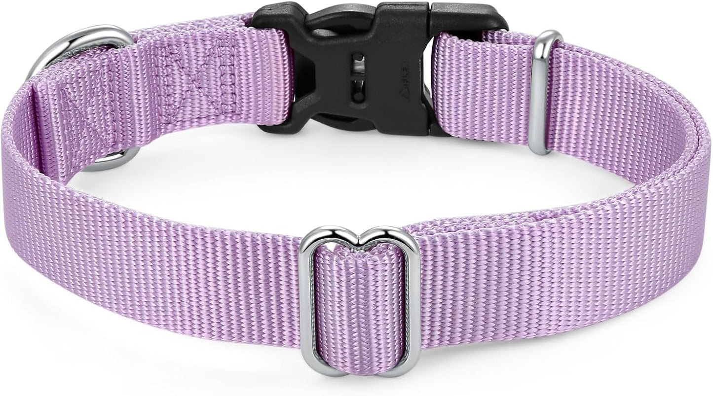 Mikivery Nylon Dog Collar with Quick Release Buckle Soft Adjustable Sturdy for Small Medium Large Dogs Violet,L