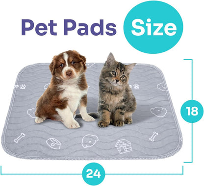 Washable Pee Pads for Dogs, 2 Pack Heavy Absorbency Reusable Pee Pads Prevent Leakage Non-Slip, Waterproof Pet Training Pads for Puppy Playpen, Crate, Whelping Box, 18"x24"