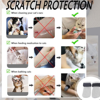 4 Pcs Cat Scratch Cover for Nursing Rehabilitation Boots Adjustable Bath Bath Gloves，to Prevent Scratching Suitable for Bathing, Feeding and Nail Trimming of Cats
