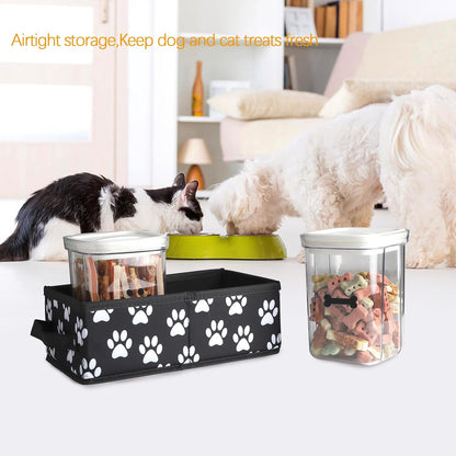 Dog Treat Container for Countertop,2pack Dog Treat Jars,Cat Treat Jars,Pet Food Treat Organizer,Pet Food Storage For Puppy Kitten-Dog Treat Station Dog Food Box Set With Handle- Paw Print