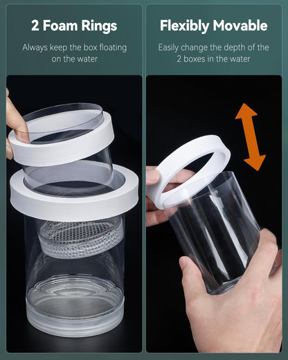 Pawfly Large Breeder Box for Fish Tank, Floating Guppy Breeder Box, Plastic Hatchery Incubator Isolation Box for Shrimp Betta Clownfish, Baby Fish Separator for Aquarium