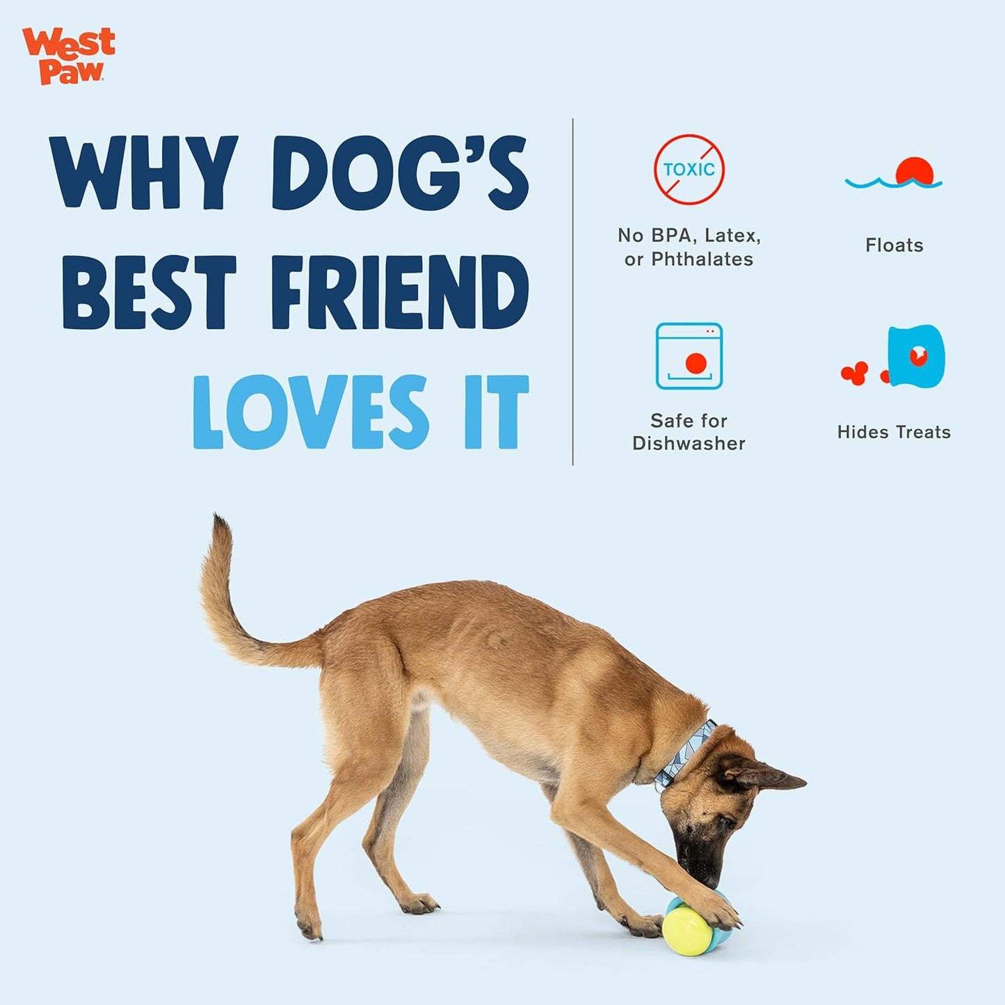 WEST PAW Zogoflex Limited Edition Toppl Treat Dispensing Dog Toy Puzzle – Interactive Chew Toys for Dogs – Dog Toy for Moderate Chewers, Fetch, Catch – Holds Kibble, Treats, Large 4", Mint