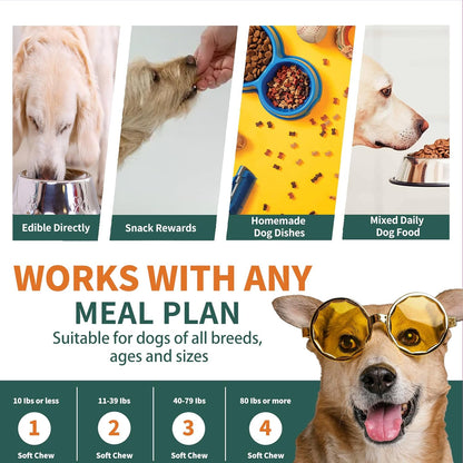 Dog Multivitamin, Glucosamine Chondroitin for Dogs, Dog Vitamins and Supplements, Probiotics, Krill Oil for Hip & Joints, Skin, Coat, Immune Health, Heart, Digestion (120 Chews, Chicken)