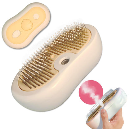 Misty - Moisturizing Pet Comb - Hair Brush with Mist, One-Click Clean, & Stainless Steel Bristles - Anti-Static Deshedding - Smooth Grooming for Cats, Dogs, & Small Pets - No Handle Compact Design