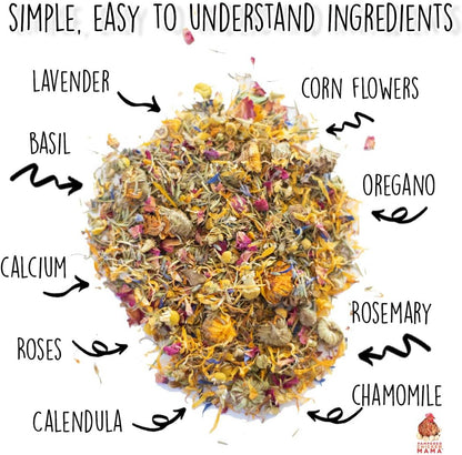 Pampered Chicken Mama Best Eggs Ever! Nesting Herbs for Chickens (1.25 Pounds) Calcium Supplement for Chickens | Chicken Feed Supplies, Hen Treats for Coops
