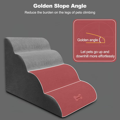 Dog Stairs, 4-Step Non-Slip Pet Ramp, High Resilience Sponge, Dark Blue