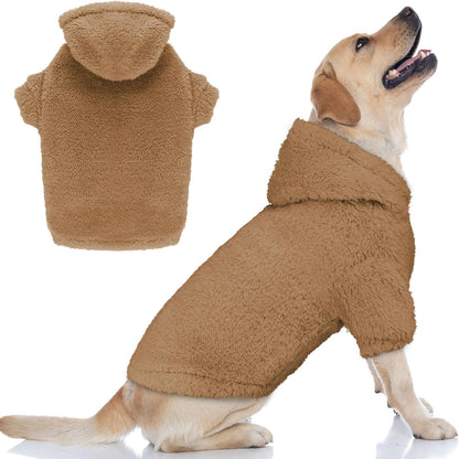 Fuzzy Dog Sweaters for Large Dogs Pet Hoodie Clothes Warm Soft Pet Coats Hooded Sweatshirt Dog Sweaters for Extra Large Dogs(Coffee-XL)