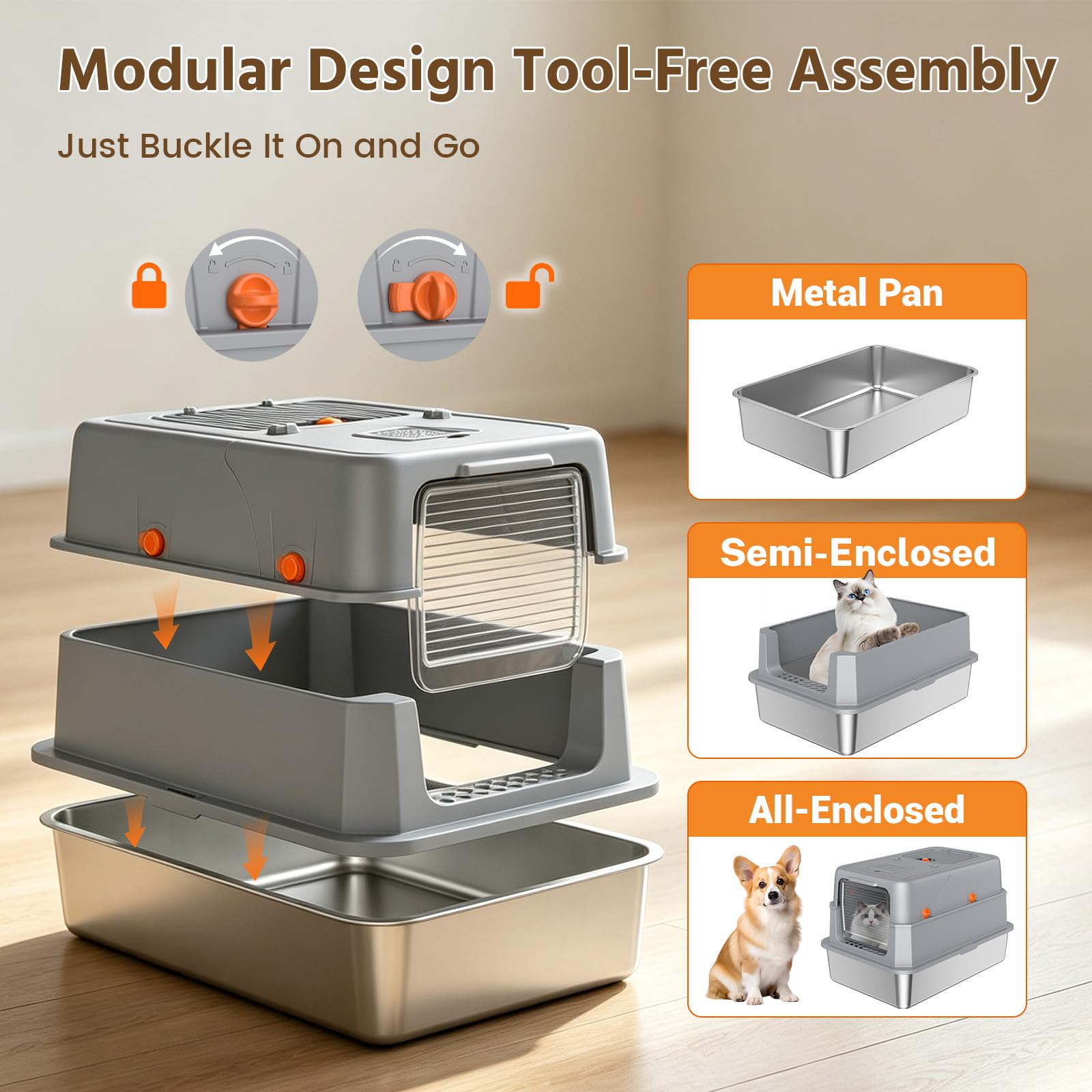 Enclosed Stainless Steel Litter Box. Chosen for real quality, fits naturally into modern pet homes.