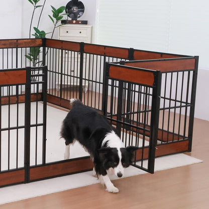 Dog Playpen, 31.5" Height Dog Pen Indoor, Heavy Duty, Safe and Sturdy, Furniture Style Puppy Pen (12 Panels (31.5" High), Mahogany)