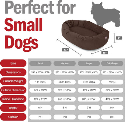Majestic Pet 24 Inch Suede Calming Dog Bed Washable 24x19x7 (Inch) – Cozy Soft Round Donut Dog Bed with Spine Support for Dogs to Rest Their Head - Pet Bed Small – Chocolate (2025)
