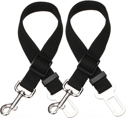 Elisel Elisel 2 Packs Adjustable Length Pet Dog Cat car seat Belt Pet seat Belt Pet Accessories for Dogs Cats and Pets (Black)