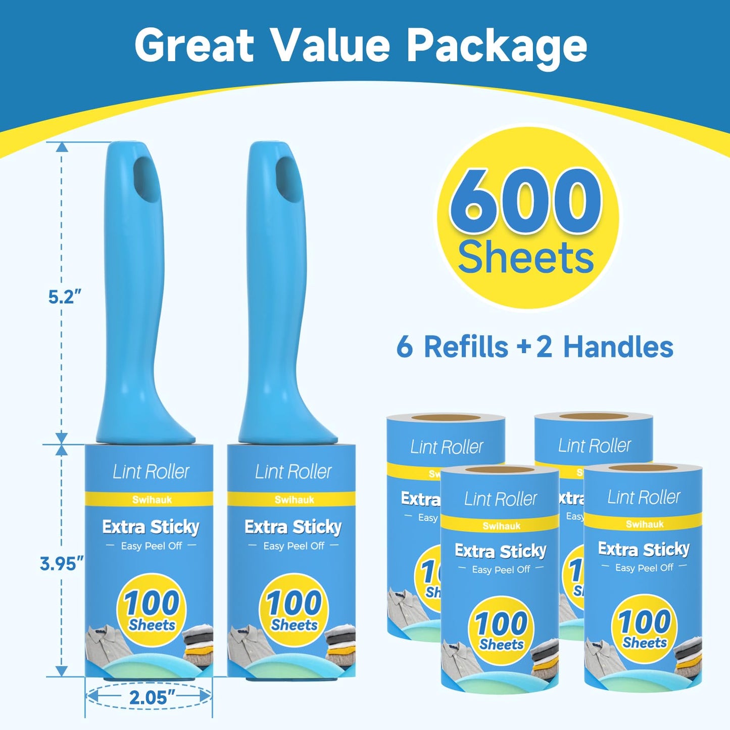 Swihauk 600 Sheets Extra Sticky Lint Rollers for Pet. Chosen for real quality, fits naturally into