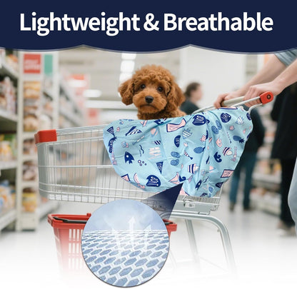 Shopping Cart Cover for Pets Dogs-Waterproof and Cooling Material,Portable and Easy-on Stretch Design with Carry Bag