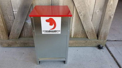 Duncan's Dog Feeder - Galvanized Metal Pet Food Station for Outdoor or Indoor Use - Automatic Gravity Self Feeding Dispenser for Small, Medium, and Large Breeds - Holds 25 Pounds of Dry Kibble