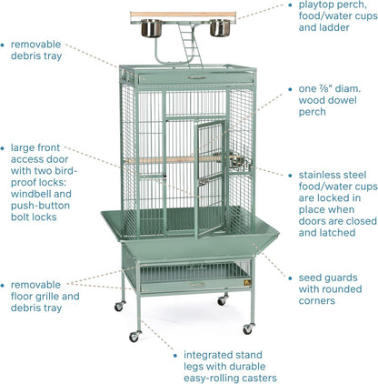 Prevue Pet Products Wrought Iron Select Bird Cage 3152SAGE Sage Green, 24-Inch by 20-Inch by 60-Inch