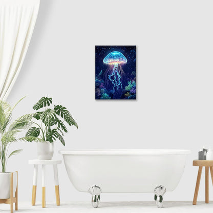 Ocean Jellyfish Wall Art Canvas Coral Fish Wall Decor Prints Framed Painting Underwater Pictures Gifts Artwork for Bathroom Living Dining 16"x20"