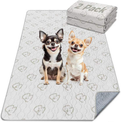 FXW Washable Pee Pads for Dogs, Puppy Pads with Super Absorbent, Specifically Designed for Potty Training, 70" × 30" Rectangle, Khaki, 2 Packs