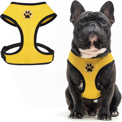 BINGPET No Pull Dog Harness,Soft Mesh Breathable All Weather Vest Harness,Safety Protection Design Durable Adjustable Step-in Easy Walk Dog Harness for Small Medium Large Dogs(Yellow,XL)