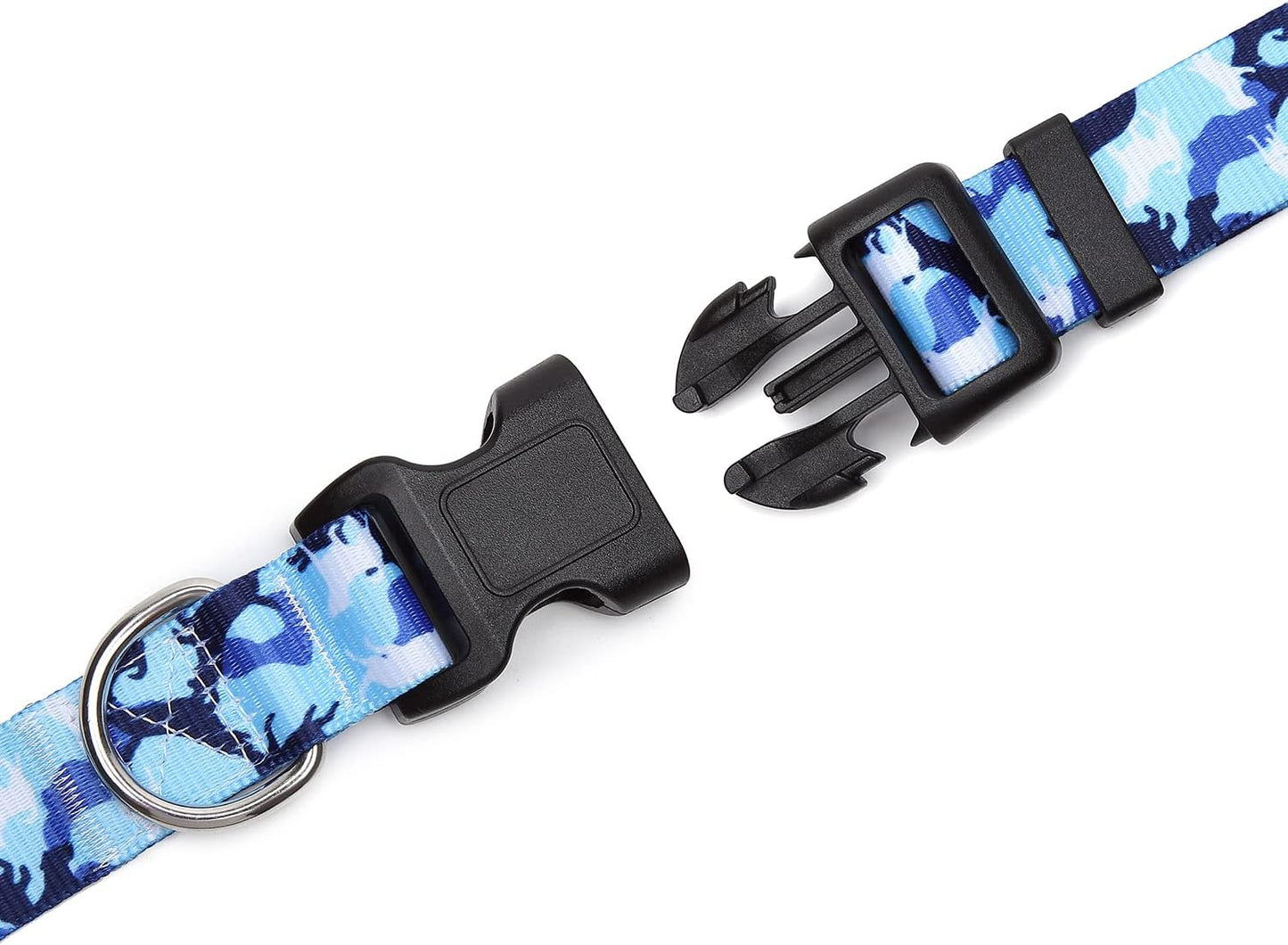 Mercano Adjustable Dog Collar - Special Design Patterns, Soft Nylon Comfortable Durable Pet Collar for Small Medium Large Dogs (M, Dog Camouflage Blue)